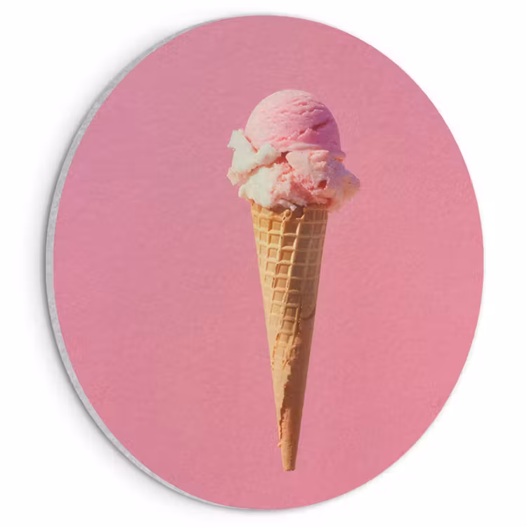 Akoestisch schilderij rond - Hoorntje - Schepijs - Roze — 1