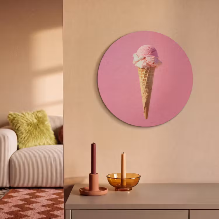 Akoestisch schilderij rond - Hoorntje - Schepijs - Roze — 3
