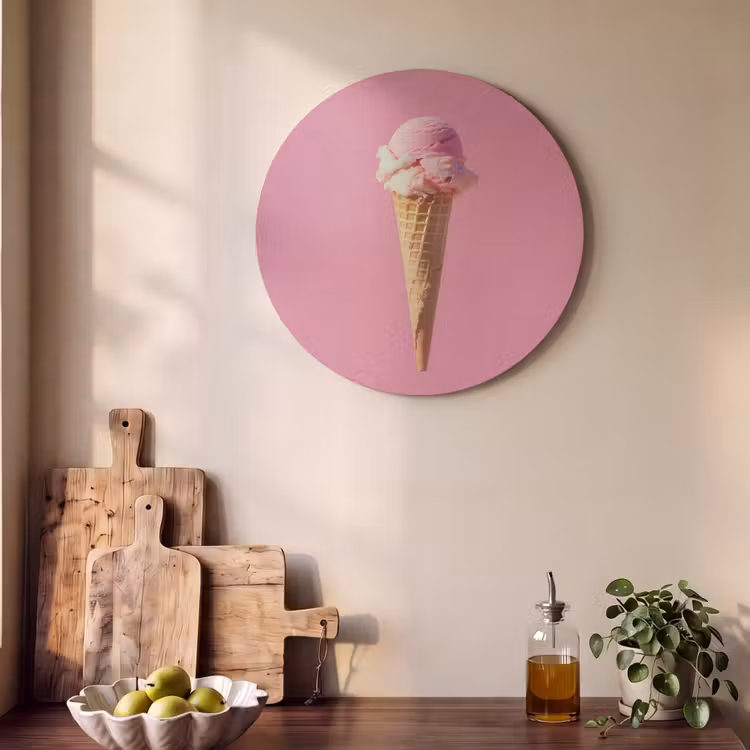 Akoestisch schilderij rond - Hoorntje - Schepijs - Roze — 4