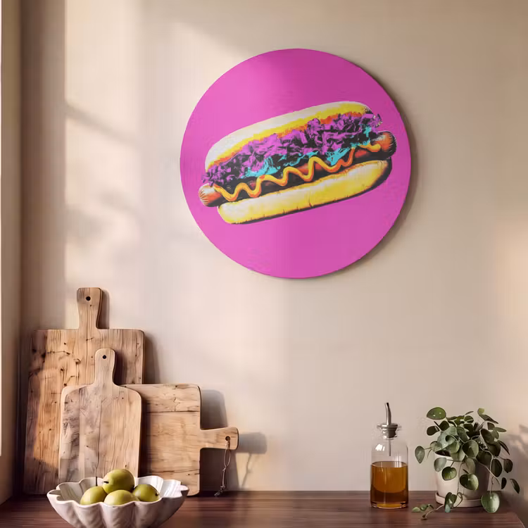 Akoestisch schilderij rond - Hotdog - Roze - Retro — 4