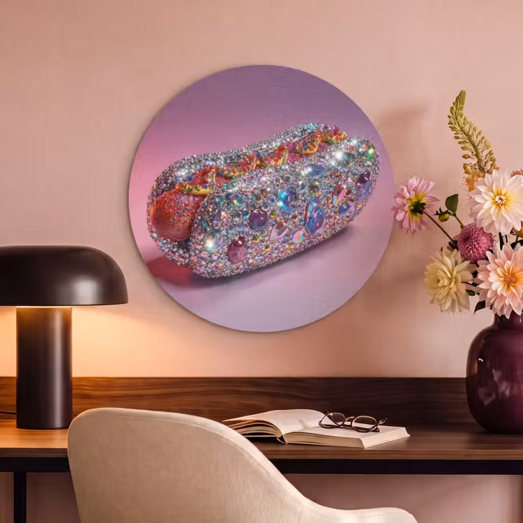 Akoestisch schilderij rond - Hotdog - Steentjes - Glitters - Paars — 2