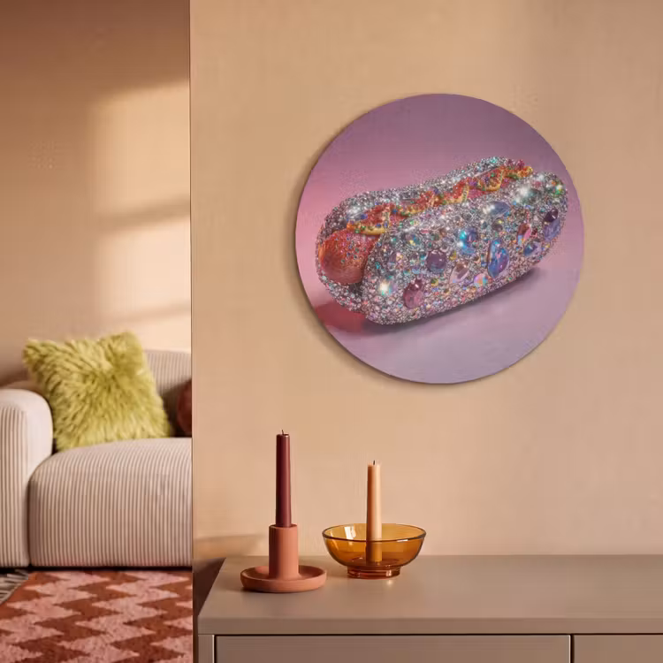 Akoestisch schilderij rond - Hotdog - Steentjes - Glitters - Paars — 3