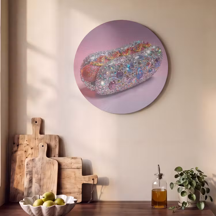 Akoestisch schilderij rond - Hotdog - Steentjes - Glitters - Paars — 4