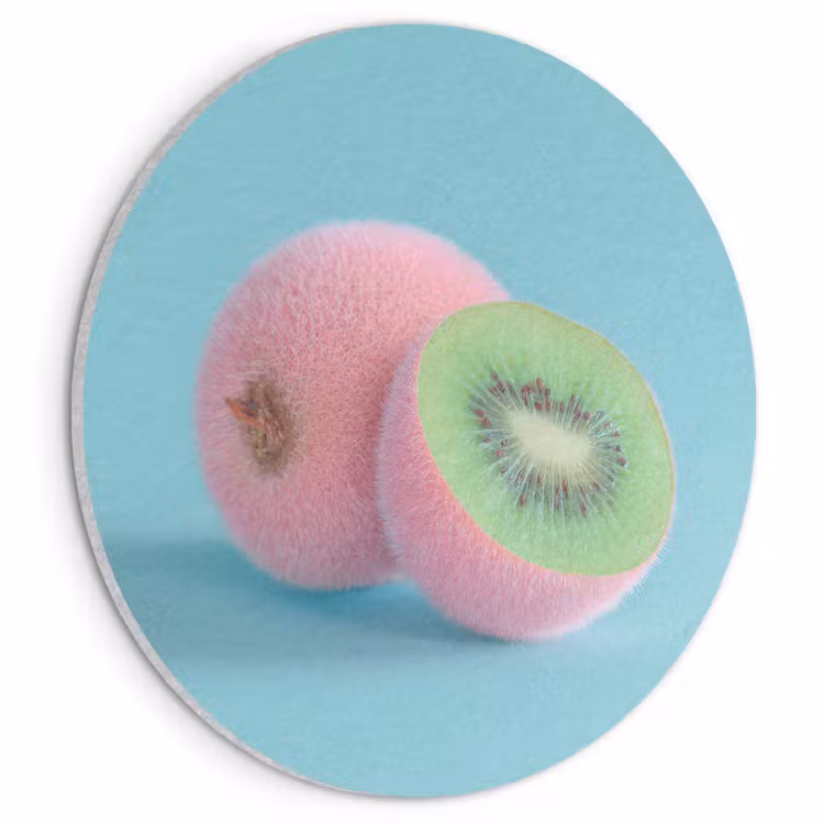 Akoestisch schilderij rond - Kiwi - Blauw - Surrealistisch — 1