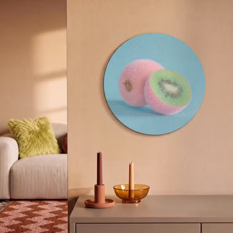 Akoestisch schilderij rond - Kiwi - Blauw - Surrealistisch — 3