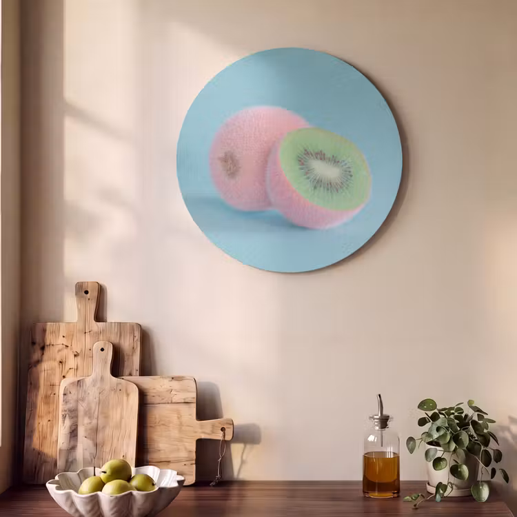Akoestisch schilderij rond - Kiwi - Blauw - Surrealistisch — 4
