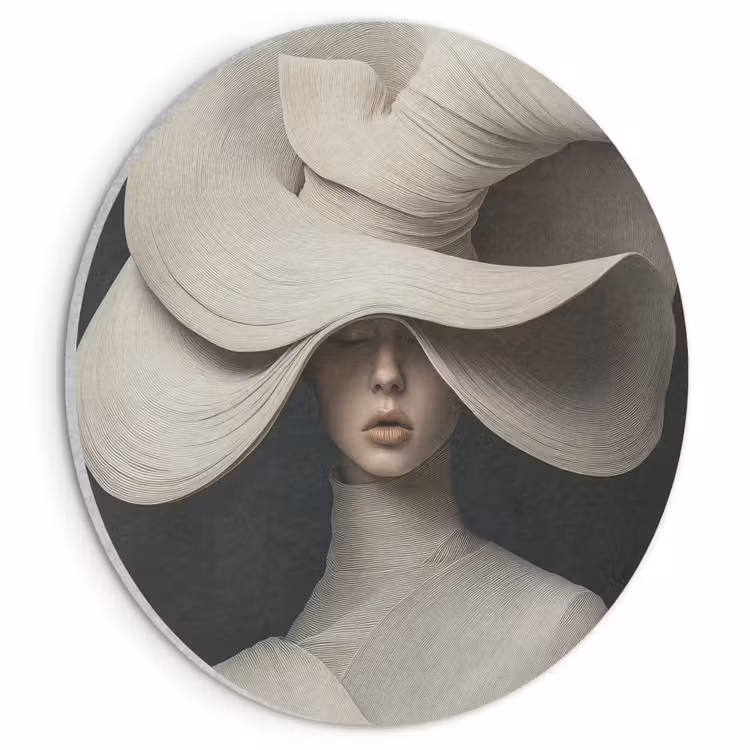 Akoestisch schilderij rond - Modern - Vrouw - Hoed — 1