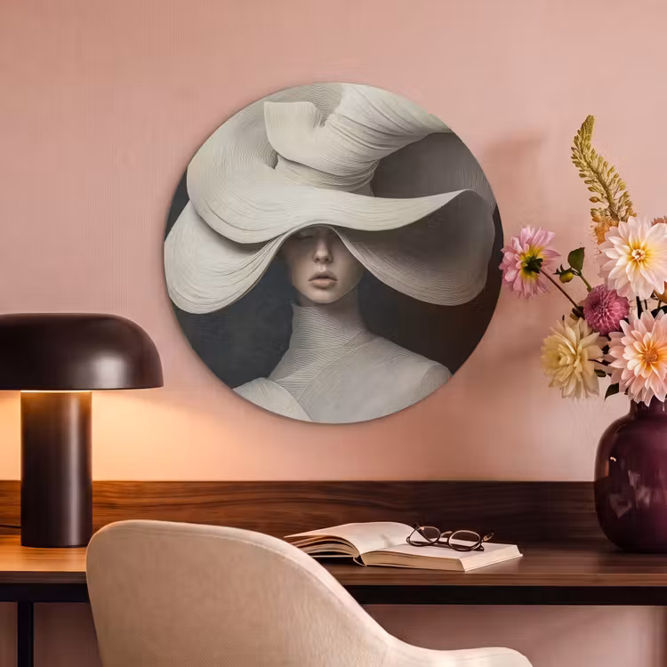 Akoestisch schilderij rond - Modern - Vrouw - Hoed — 2
