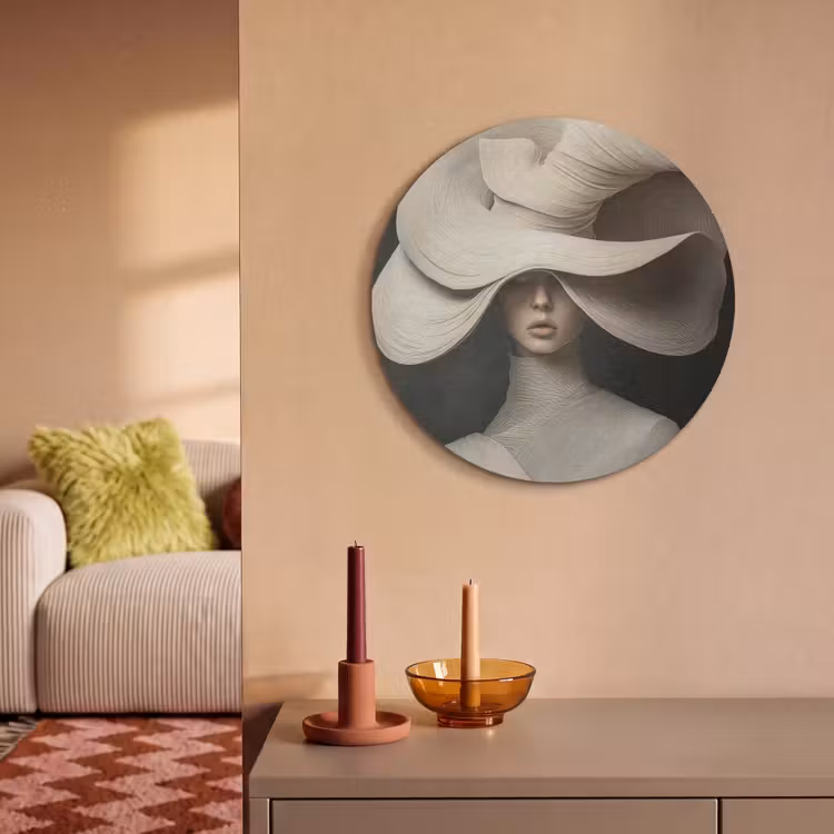 Akoestisch schilderij rond - Modern - Vrouw - Hoed — 3