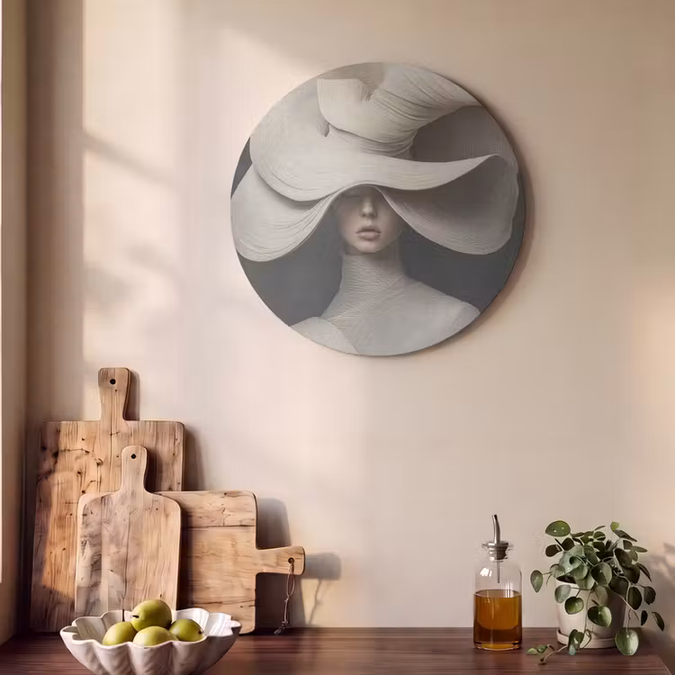 Akoestisch schilderij rond - Modern - Vrouw - Hoed — 4