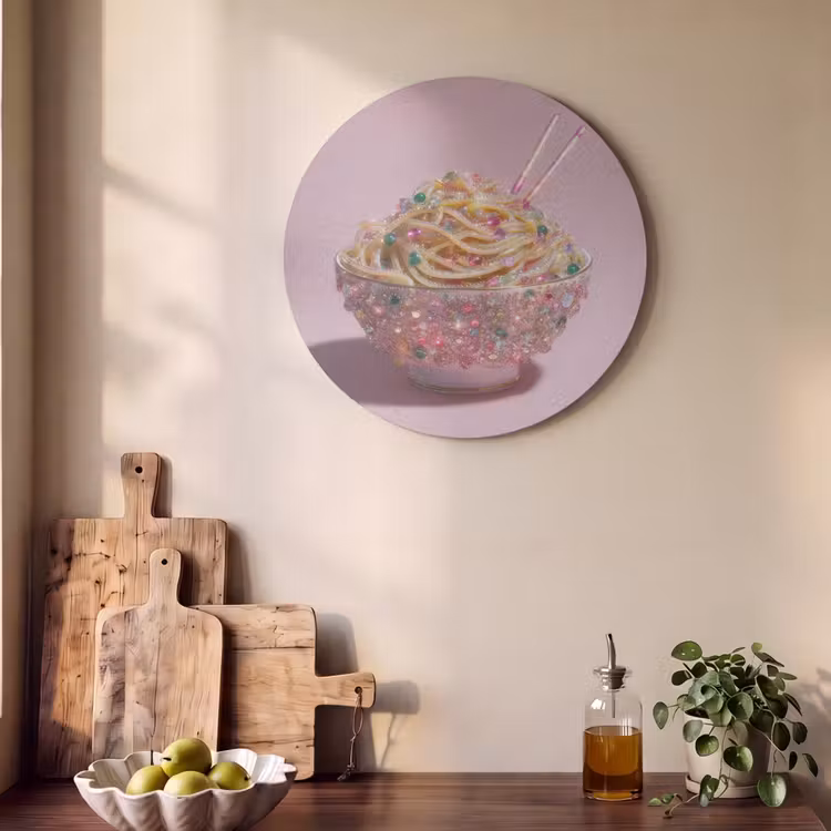 Akoestisch schilderij rond - Noodles - Edelstenen - Stokjes - Roze — 4