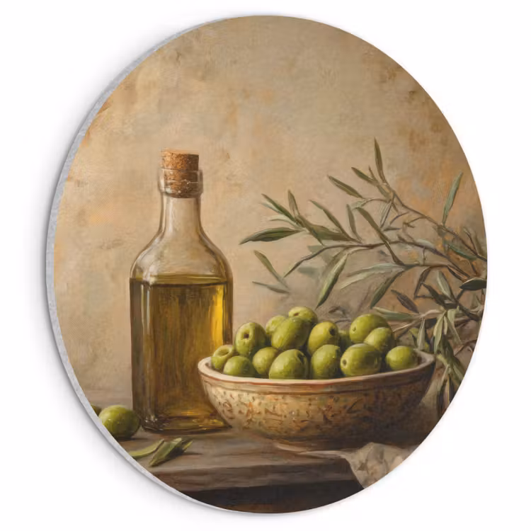 Akoestisch schilderij rond - Olijven - Stilleven - Vintage — 1