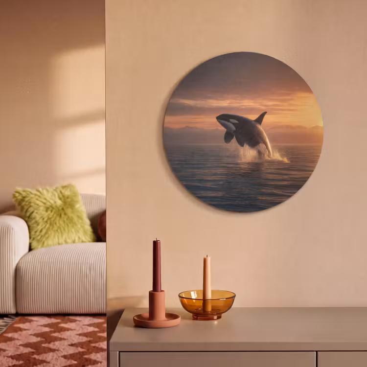Akoestisch schilderij rond - Orka - Zee - Zonsondergang — 3