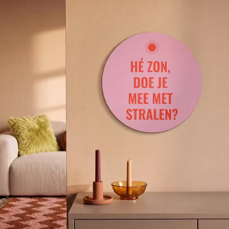 Akoestisch schilderij rond - Roze - Zon - Quote — 3