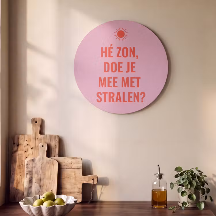 Akoestisch schilderij rond - Roze - Zon - Quote — 4
