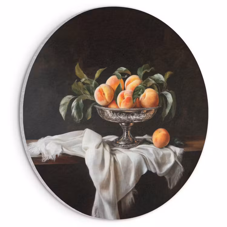 Akoestisch schilderij rond - Stilleven - Perziken - Vintage — 1