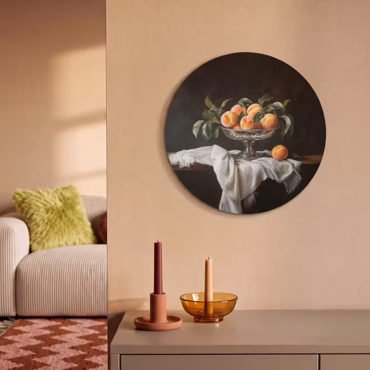 Akoestisch schilderij rond - Stilleven - Perziken - Vintage — 3