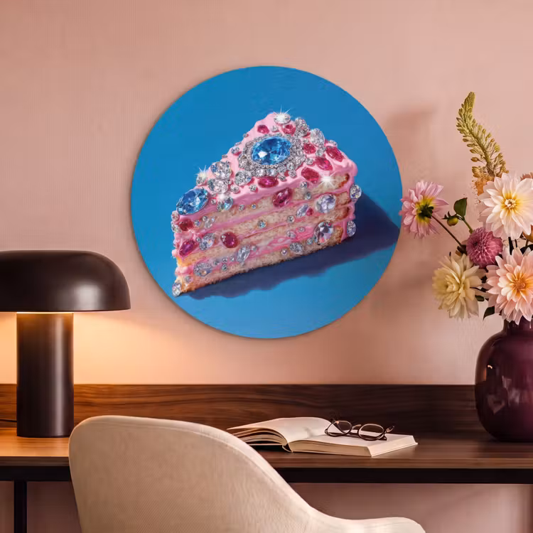 Akoestisch schilderij rond - Taart - Edelstenen - Glitters - Roze — 2