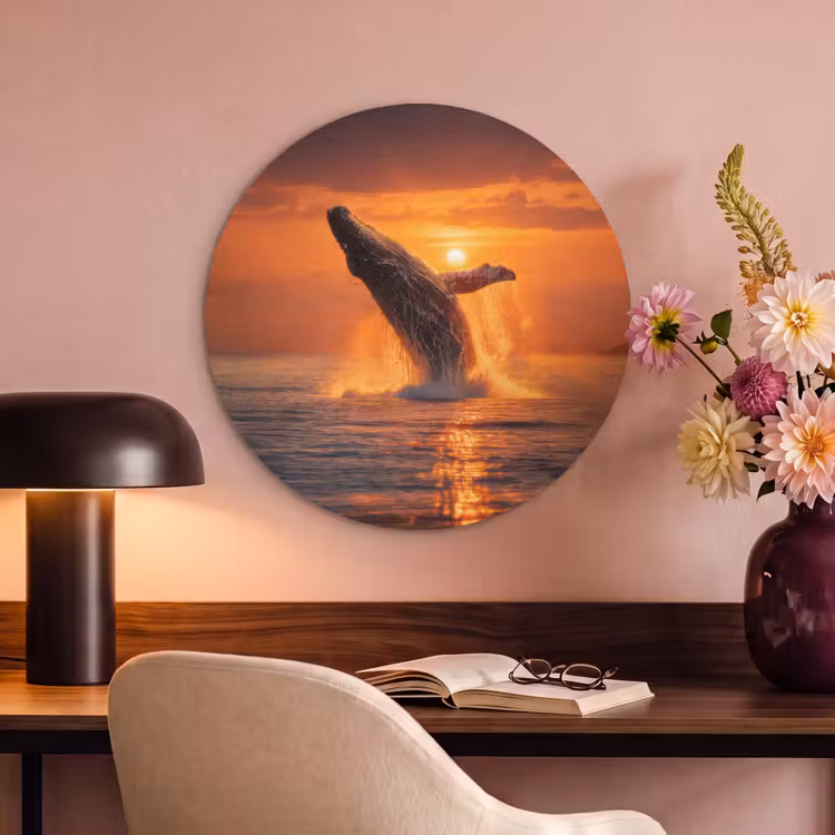 Akoestisch schilderij rond - Walvis - Zon - Zee — 2