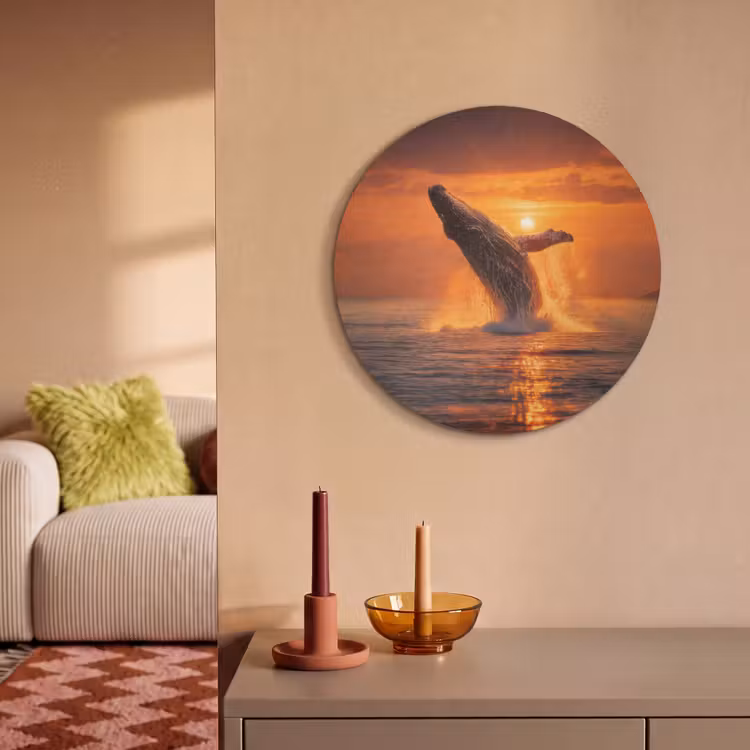 Akoestisch schilderij rond - Walvis - Zon - Zee — 3