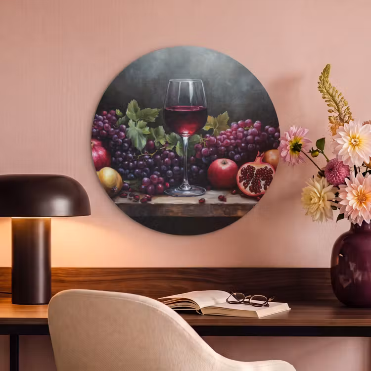Akoestisch schilderij rond - Wijn - Fruit - Stilleven — 2