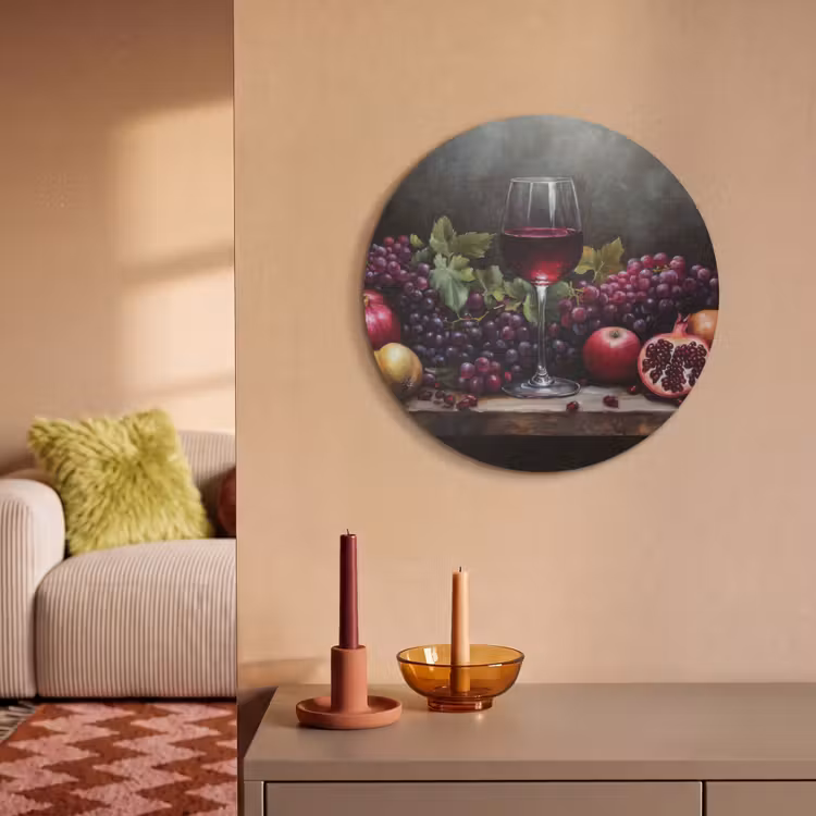 Akoestisch schilderij rond - Wijn - Fruit - Stilleven — 3