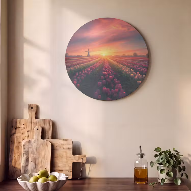Akoestisch schilderij rond - Windmolen - Zonsondergang - Landschap — 4