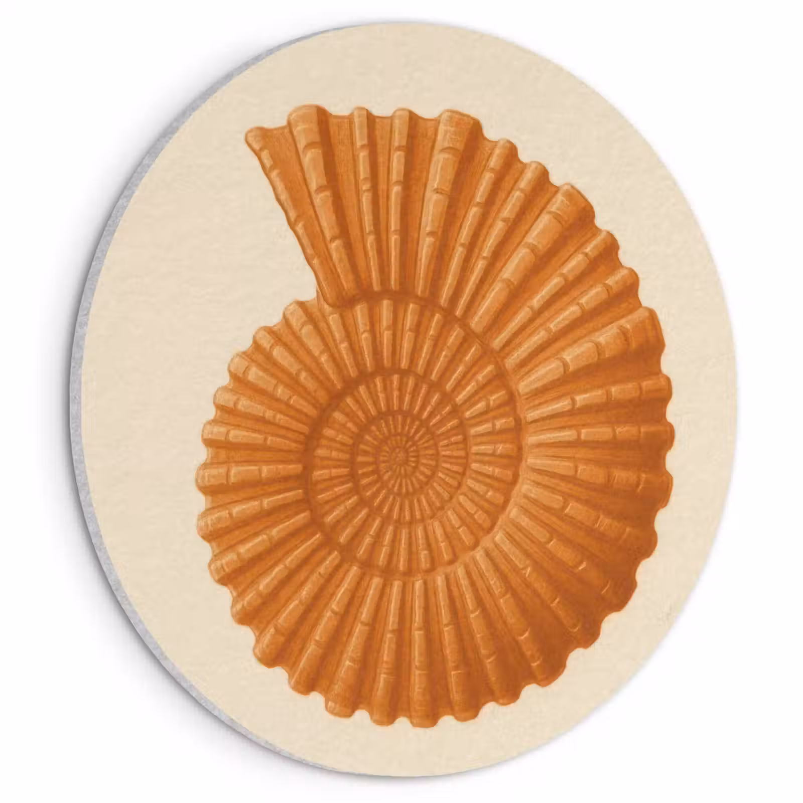Akoestisch schilderij rond - Schelp - Oranje - Ribbels — 1