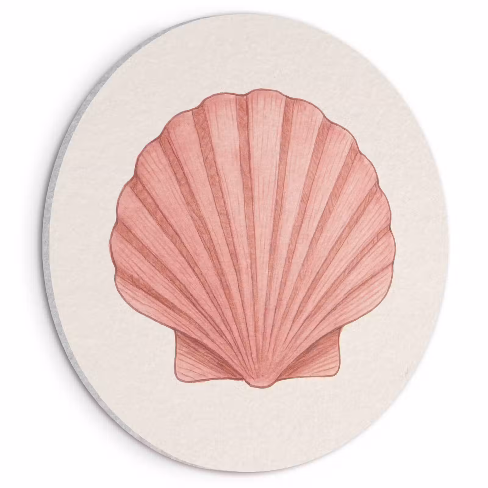 Akoestisch schilderij rond - Schelp - Roze - Ribbels — 1