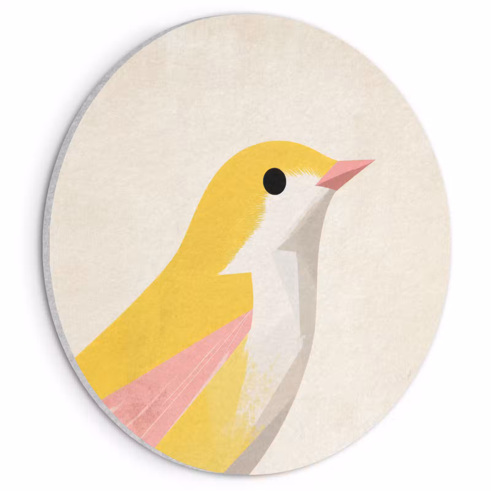 Akoestisch schilderij rond - Vogel - Minimalistisch - Geel — 1