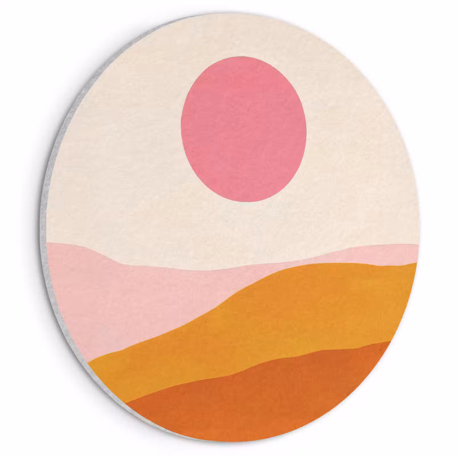 Akoestisch schilderij rond - Zon - Heuvels - Abstract - Roze — 1