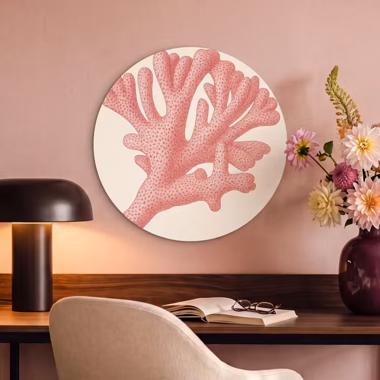 Akoestisch schilderij rond - Koraal - Stipjes - Roze — 2