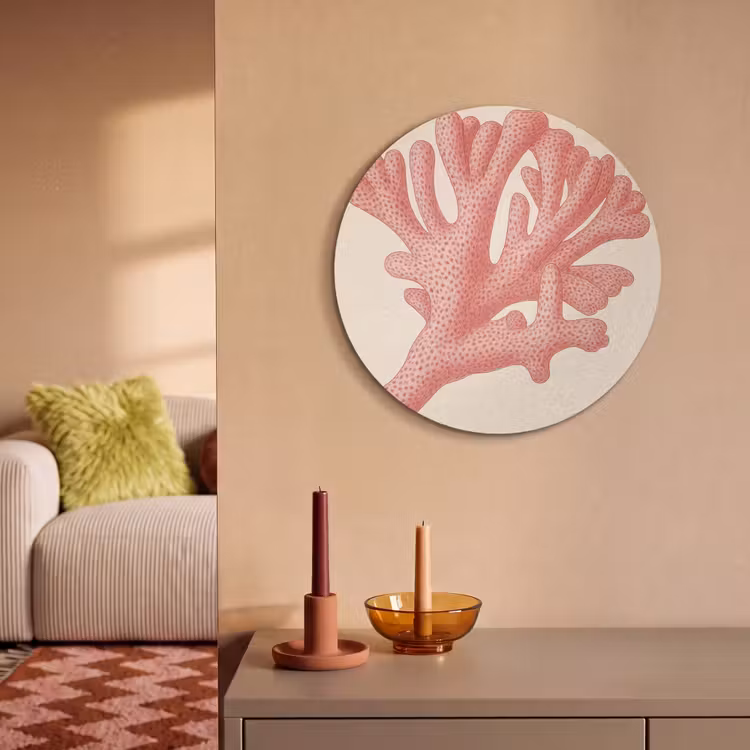 Akoestisch schilderij rond - Koraal - Stipjes - Roze — 3
