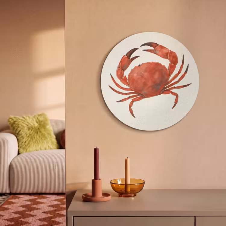 Akoestisch schilderij rond - Krab - Felrood - Poten — 3
