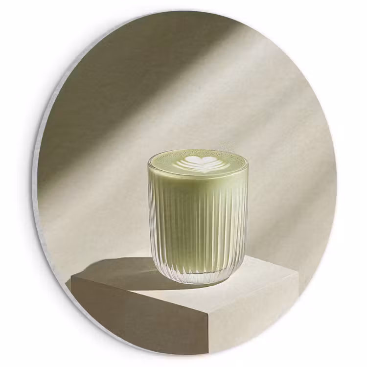 Akoestisch schilderij rond - Matcha - Glas - Groen - Minimalistisch — 1
