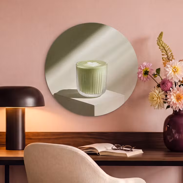 Akoestisch schilderij rond - Matcha - Glas - Groen - Minimalistisch — 2