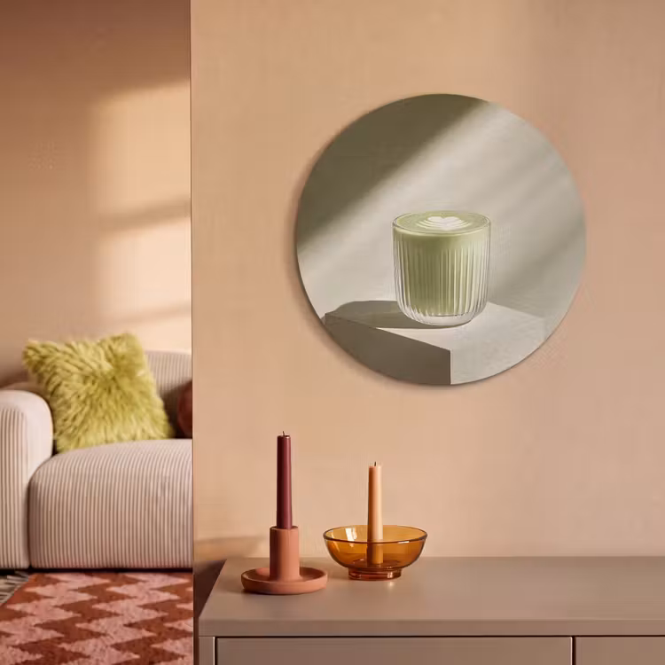 Akoestisch schilderij rond - Matcha - Glas - Groen - Minimalistisch — 3