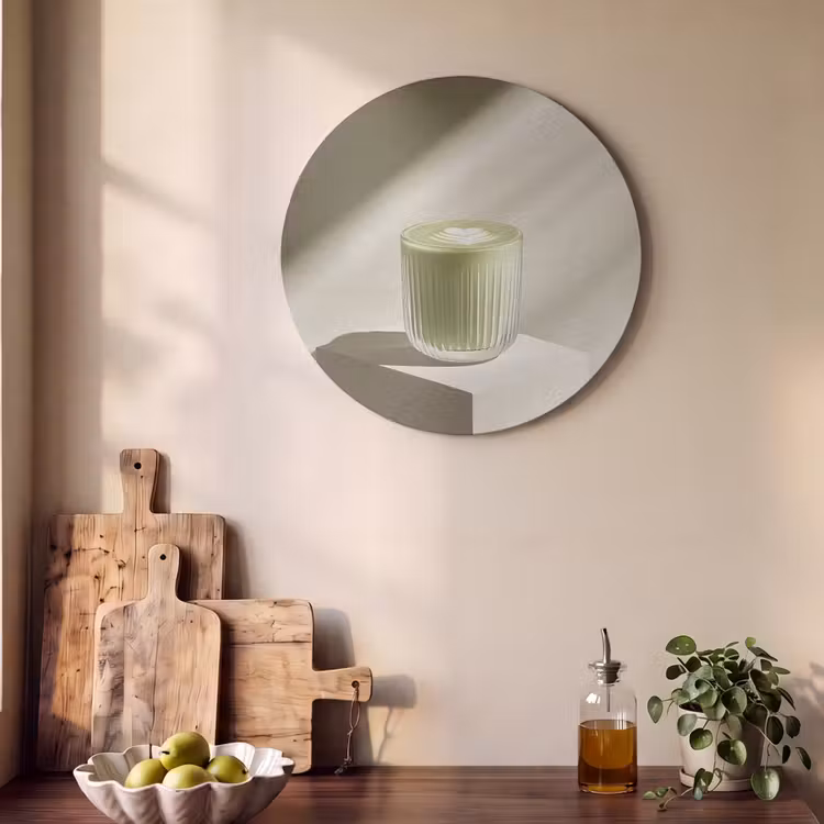 Akoestisch schilderij rond - Matcha - Glas - Groen - Minimalistisch — 4