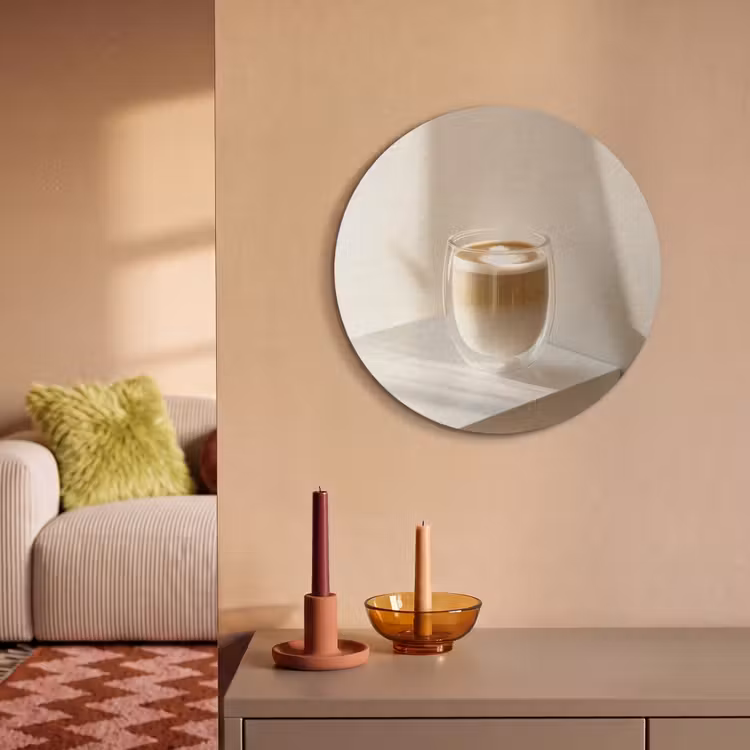 Akoestisch schilderij rond - Mok - Latte - Minimalistisch - Schaduw — 3