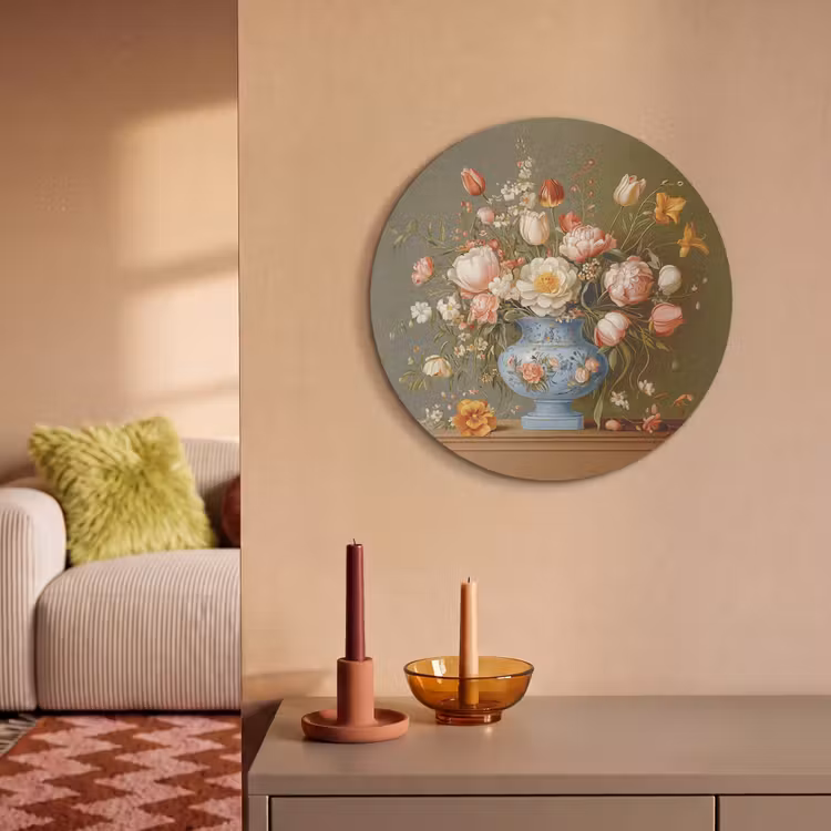 Akoestisch schilderij rond - Neutral - Bloemen - Boeket - Vaas — 3