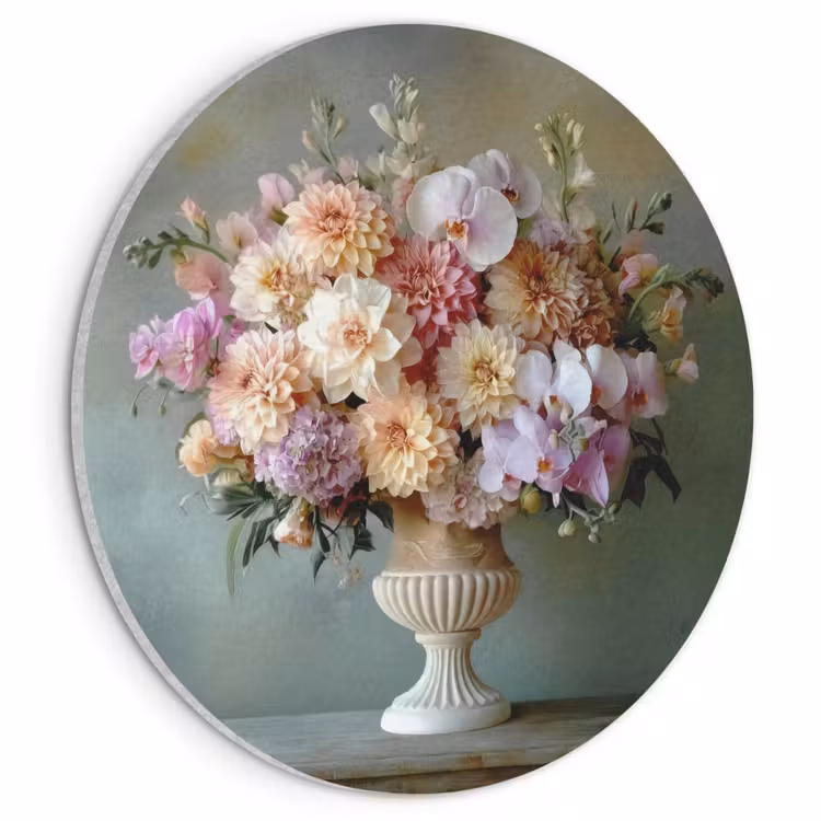 Akoestisch schilderij rond - Orchidee - Boeket - Vaas - Bloemen — 1