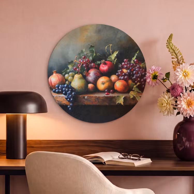 Akoestisch schilderij rond - Rustiek - Stilleven - Fruit — 2