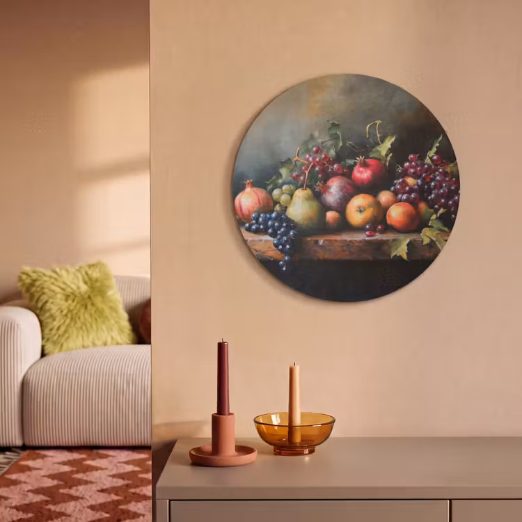 Akoestisch schilderij rond - Rustiek - Stilleven - Fruit — 3