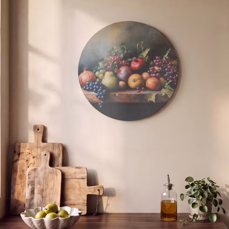 Akoestisch schilderij rond - Rustiek - Stilleven - Fruit — 4