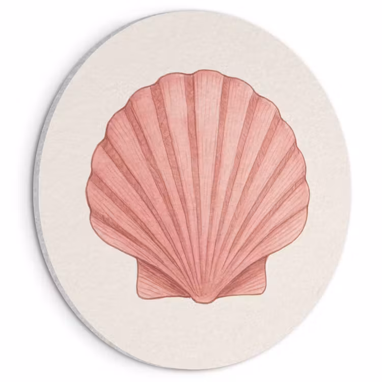 Akoestisch schilderij rond - Schelp - Roze - Ribbels — 1