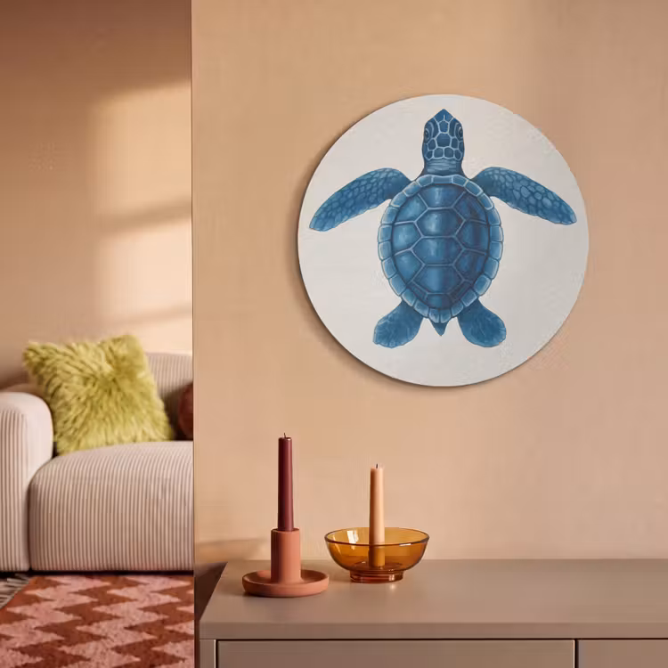 Akoestisch schilderij rond - Schildpad - Blauw - Schild — 3