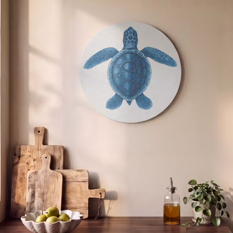Akoestisch schilderij rond - Schildpad - Blauw - Schild — 4