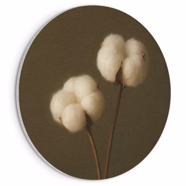 Akoestisch schilderij rond - Takken - Katoen - Wit - Bollen — 1