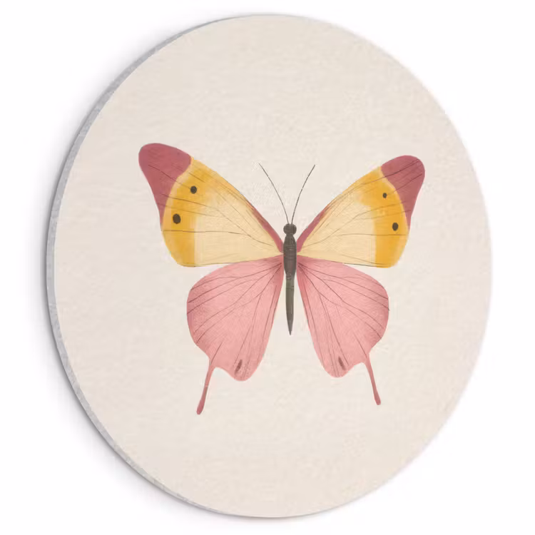 Akoestisch schilderij rond - Vlinder - Illustratie - Roze — 1