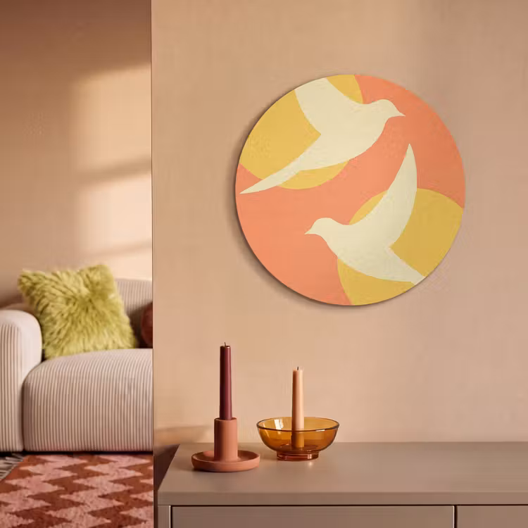 Akoestisch schilderij rond - Vogels - Cirkels - Geel — 3